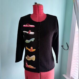 Susan Bristol Shoe Cardigan (M)